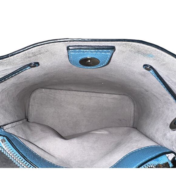 Kate Spade Bucket Marble Pebble Leather Niagara Blue Satchel Crossbody Purse Bag - Picture 11 of 16